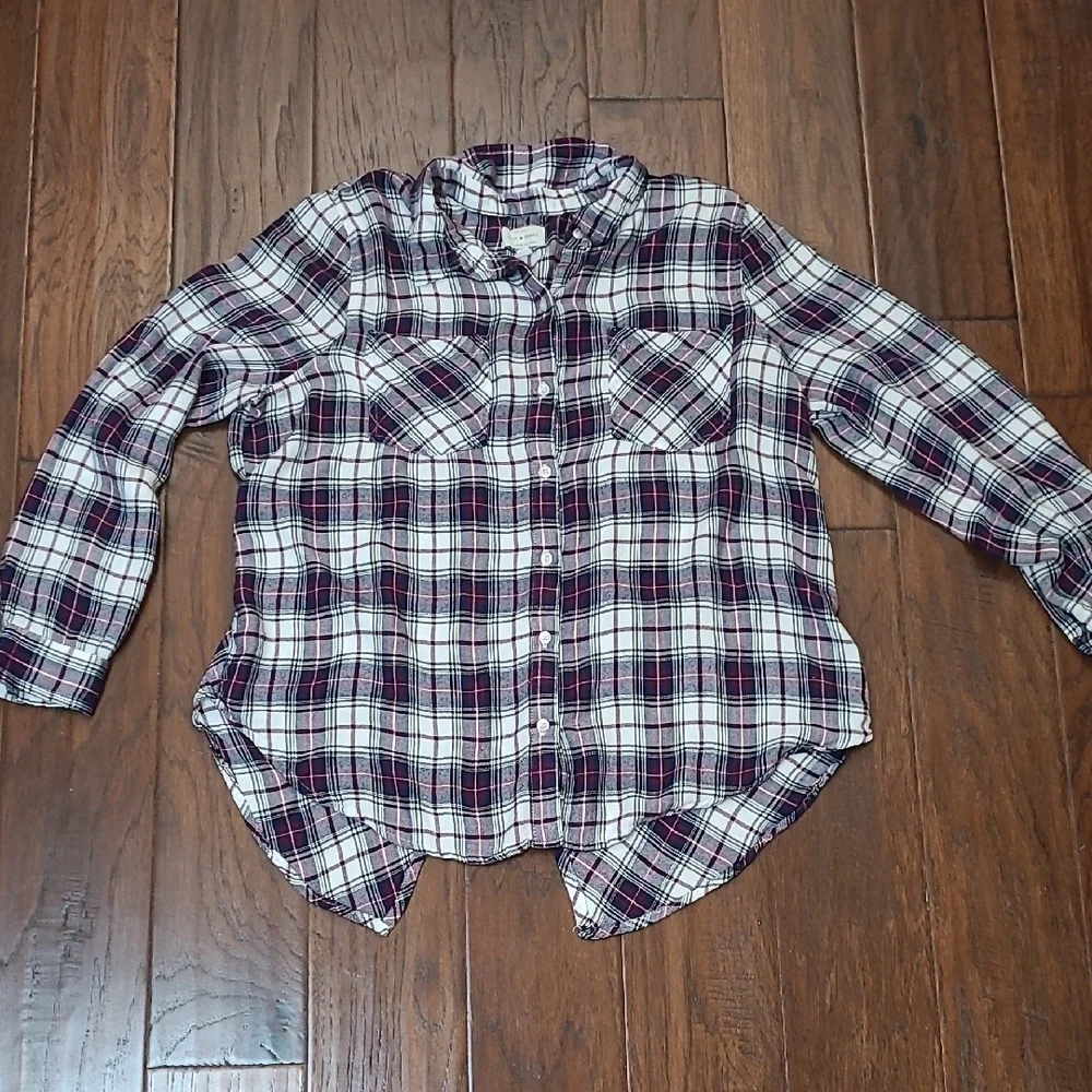 Lucky Brand Plaid Button-Up Lightweight Flannel Shirt size Large